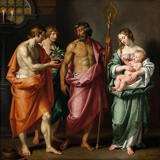 Classical Painting of Five Figures