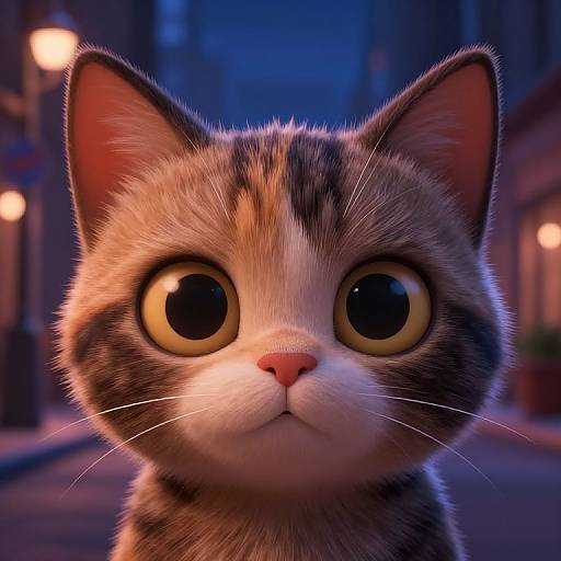Pixar-Style Cat Typeface Characters