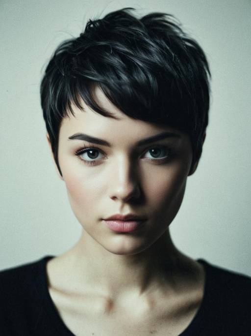 Portrait of Woman with Pixie Haircut
