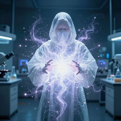 Cloaked Figure Channeling Cosmic Energy