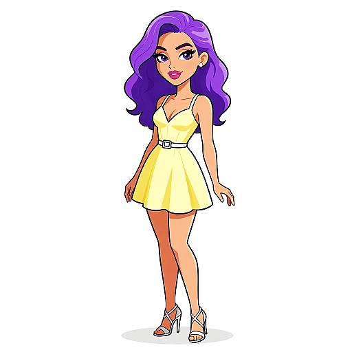 Elegant Woman in Yellow Cocktail Dress