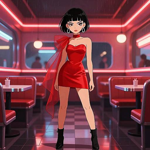 Neon-Lit Diner Fashion Vignette