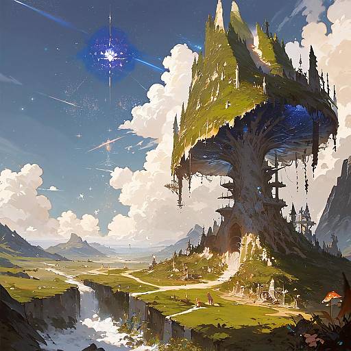 Ethereal Fantasy Mushroom Landscape Art