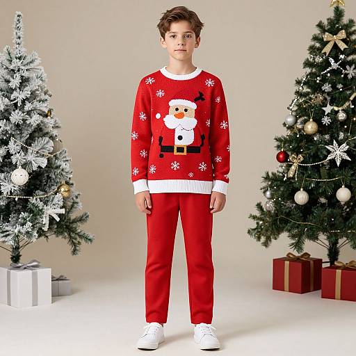 Festive Red Christmas Sweater Outfit