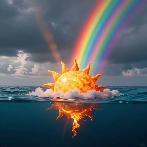 Surreal Sunfall Over Ocean