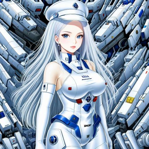 Illustration of Aila jyrkiainen, gundam in the style of Terada tera