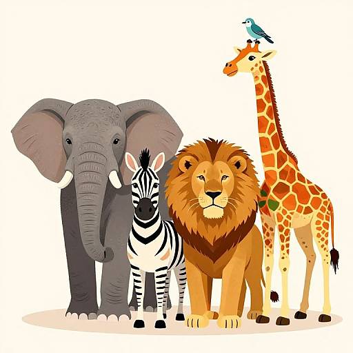 Colorful Animal Group Illustration