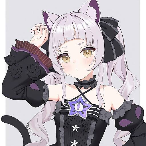 Illustration of Murasaki shion (gothic lolita), hololive in the style of Ame (uten cancel)