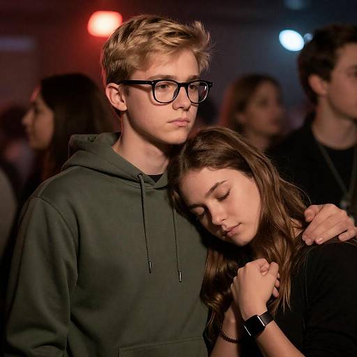 Intimate Moment in a Crowded Space