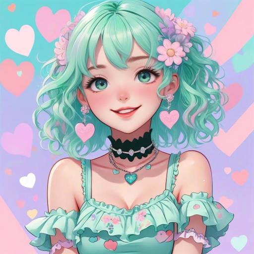 Vibrant Anime Girl in Pastel Colors