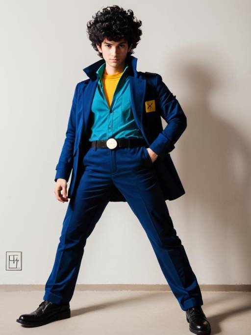 Man in Spike Spiegel Cosplay Costume