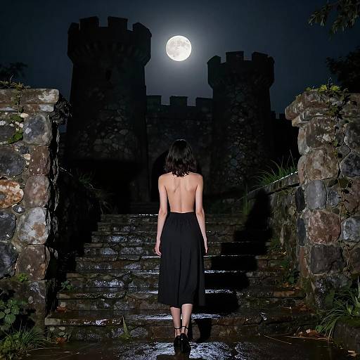 Moonlit Elegance on Stone Stairs