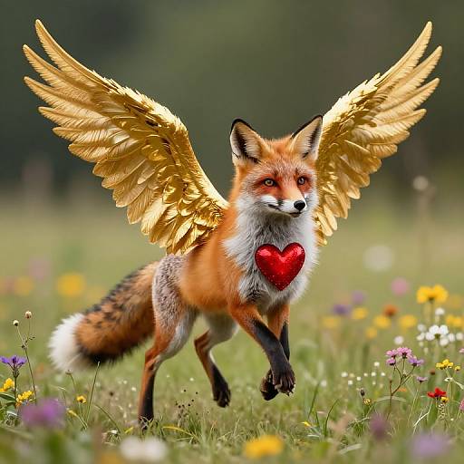 Majestic Fox with Golden Wings
