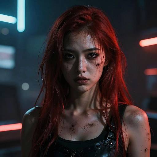 Dystopian Cyberpunk Girl with Neon Hair