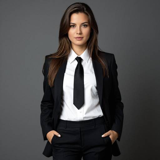 Elegant Girl in Black Suit for Halloween