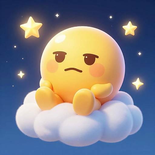 Content Emoji on Fluffy Cloud