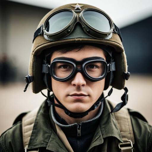 Young Soldier with Protective Helmet and Goggles