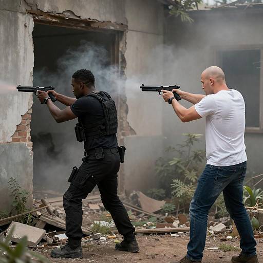 Tactical Duo in Smoky Ruins