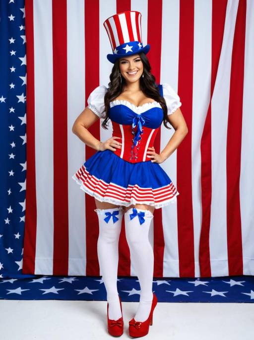 Woman in Patriotic Uncle Sam Costume