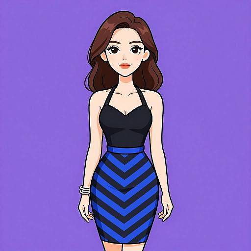 Chic Woman in Chevron Pencil Skirt