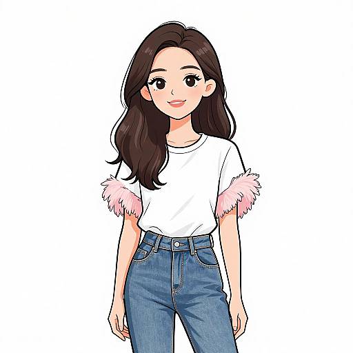 Smiling Woman in Casual Denim Outfit