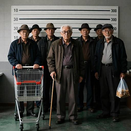 Elderly Men in a Dimly Lit Room