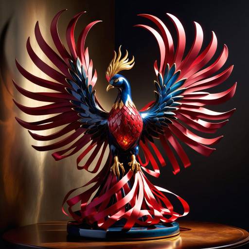 Ethereal Phoenix Sculpture with Silk Ribbons Ethereal Phoenix Sculpture with Silk Ribbons