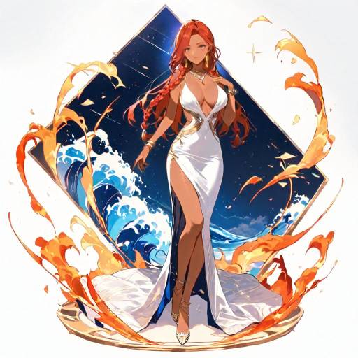 Elegant Woman in White Evening Gown