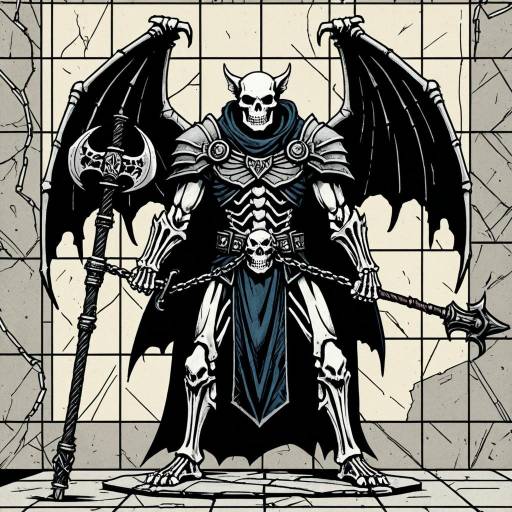 Skeletal Gargoyle Warrior with Wings and Flail
