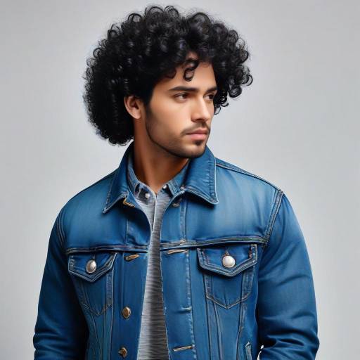 Stylish Man in Denim with Curly Hair