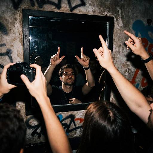 Man Posing in Mirror at Underground Club