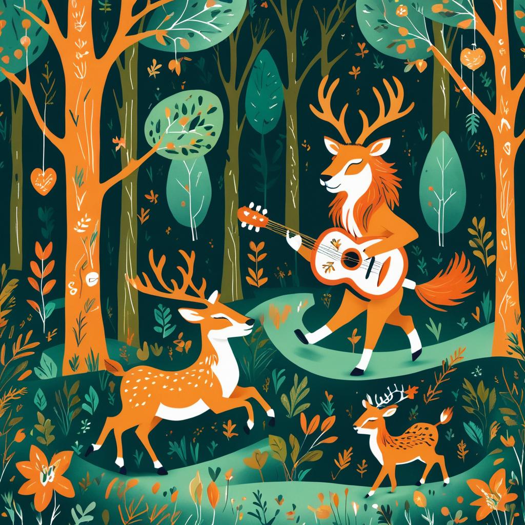 Whimsical Forest: Lion and Deer Duo