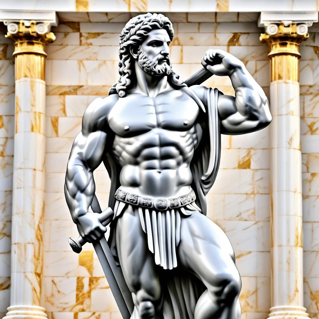 Hercules in Ancient Greek Marble Setting