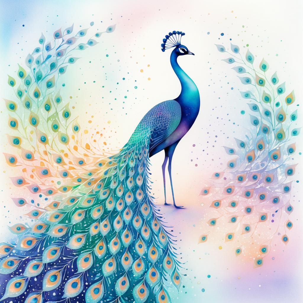 Whimsical Peacock in Soft Pastels