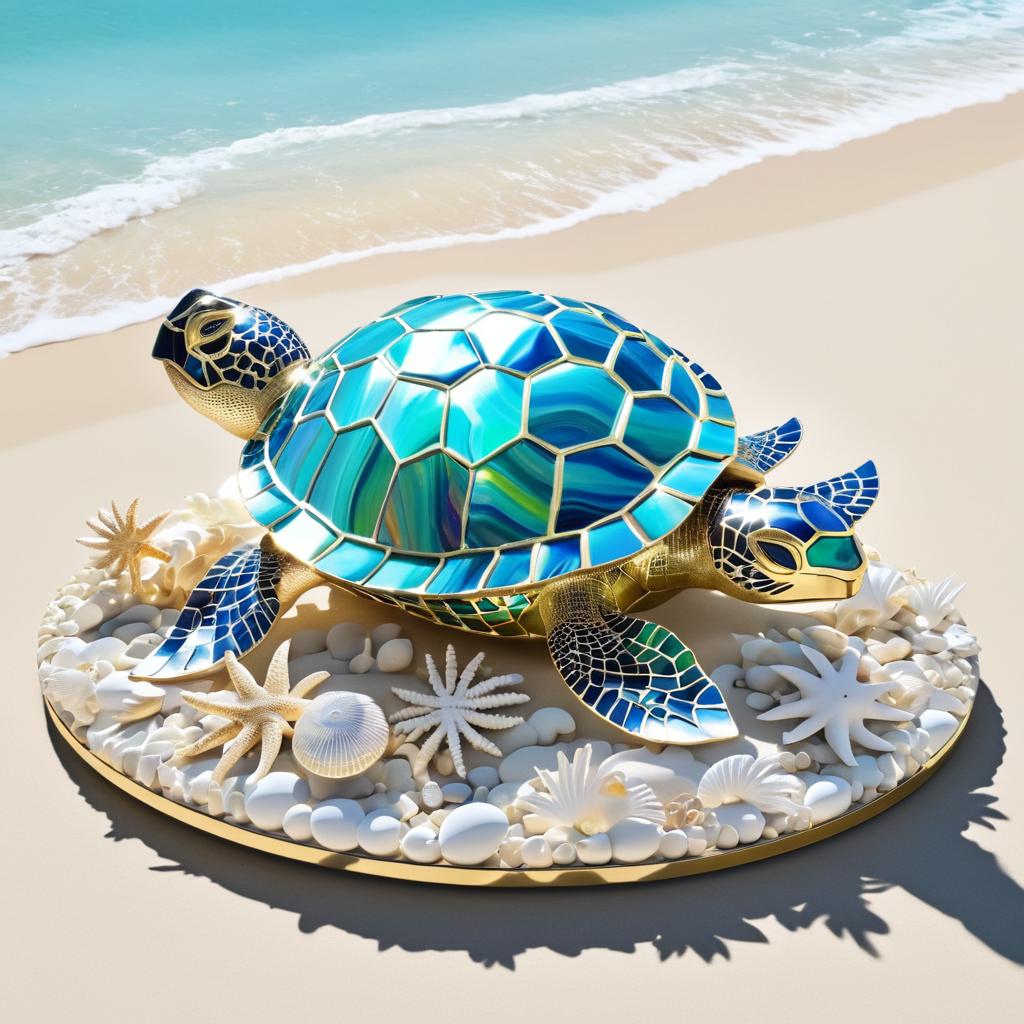 Enchanting 3D Turtle Sculpture by the Beach