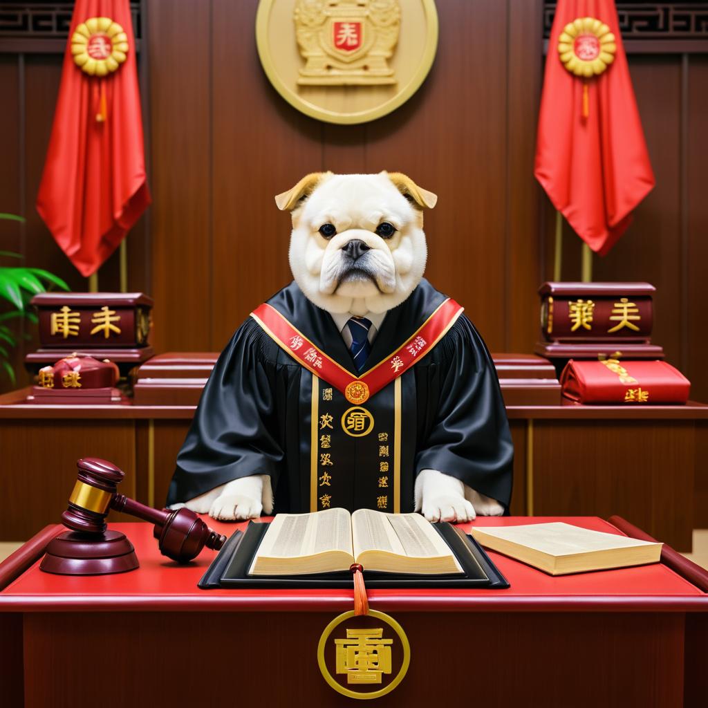 Dog Judge in Taiwanese Courtroom Scene