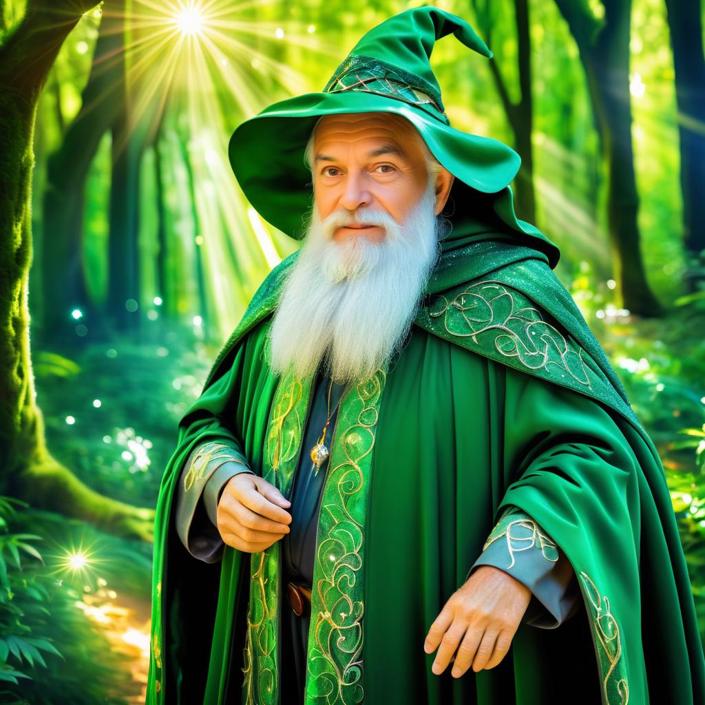 Wise Elder in Enchanted Forest Scene