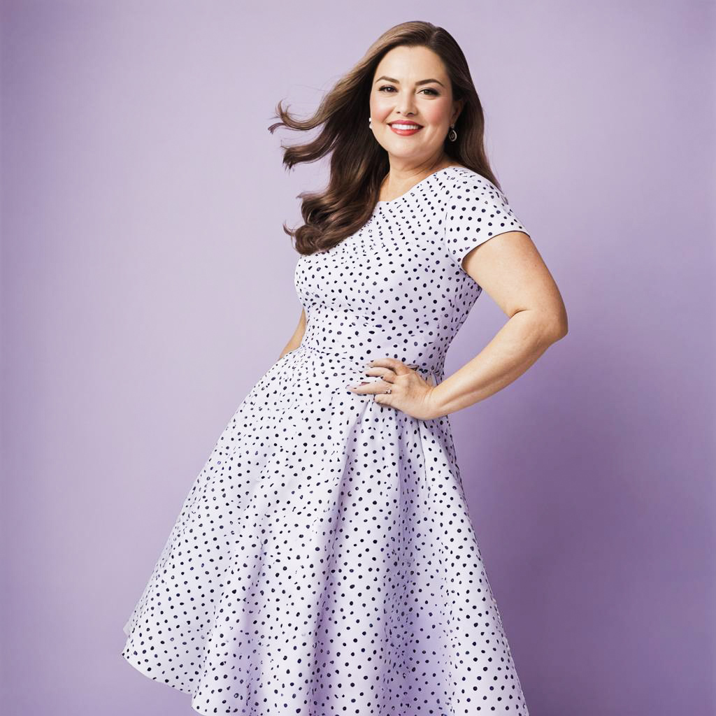 Delighted Artist in Polka Dot Dress