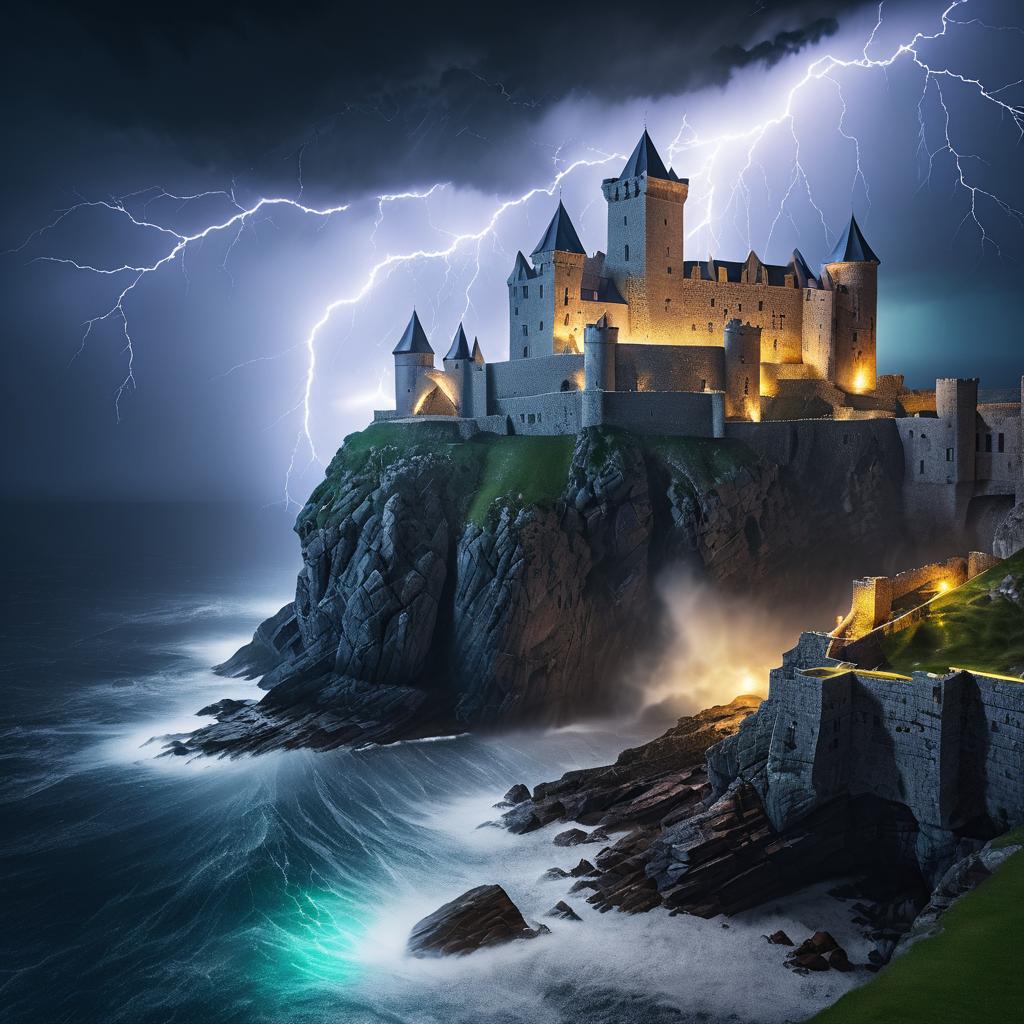 Stormy Ancient Castle on a Cliff