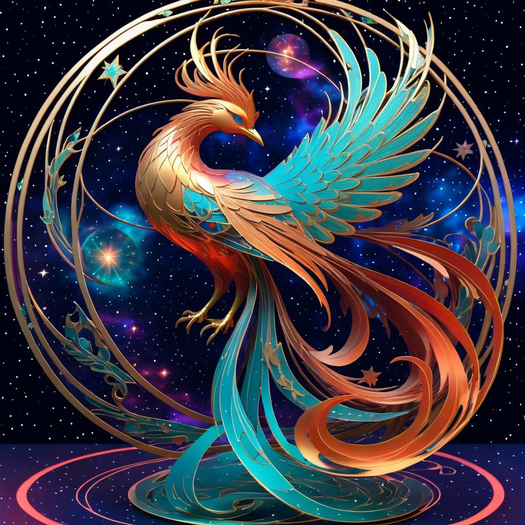 Phoenix in Space: Anaglyph Art Nouveau