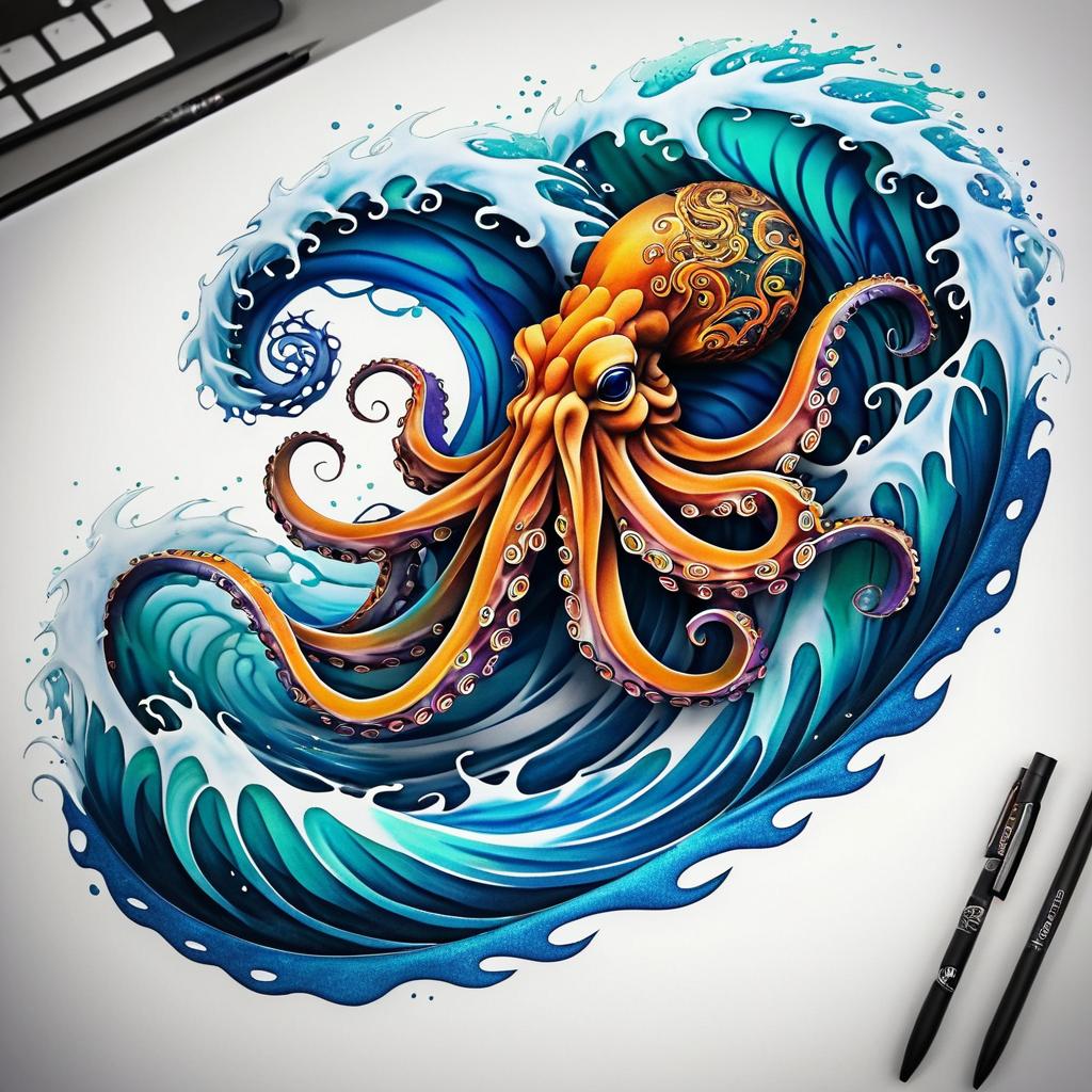 Epic Vibrant Octopus Tattoo Design