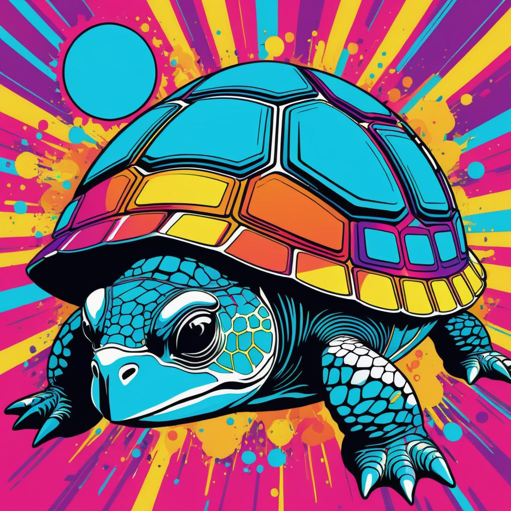 Playful Pop Art Turtle Illustration