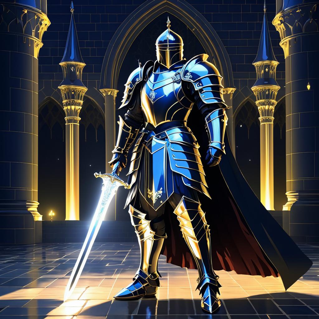 Noble Knight in Grand Castle Courtyard