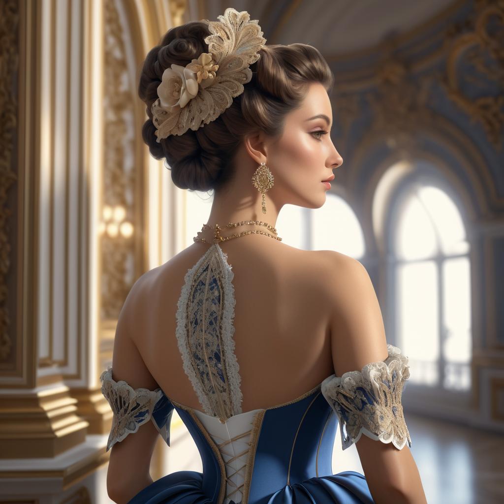 Elegant French Woman in Baroque Style