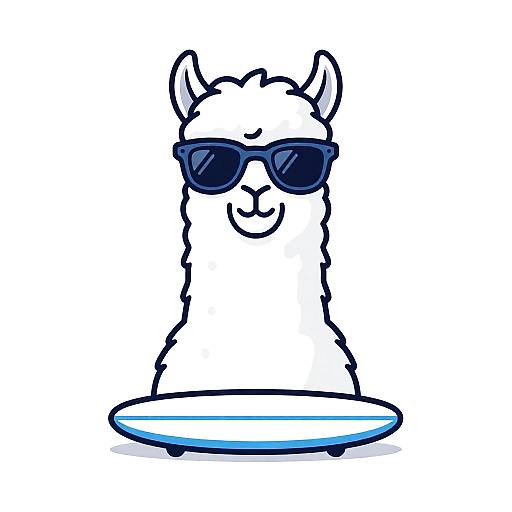 Surfing Llama Cartoon Vector Art