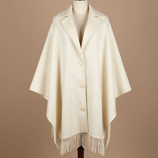 Vintage 70s Cream Wool Poncho Coat