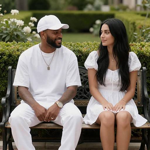 Couple in a Lush Garden Setting
