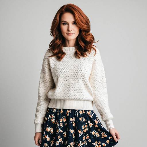 Casual Chic Woman in Cozy Sweater and Floral Skirt