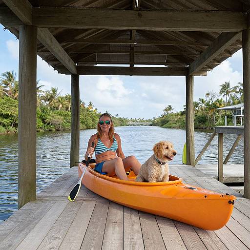 Woman in Canoe with Dog Lifestyle