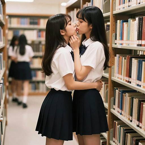 Adult Library Kiss in Uniforms